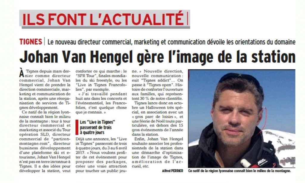 Coupure de presse locale : un nouveau directeur commercial à Tignes, avril 2017